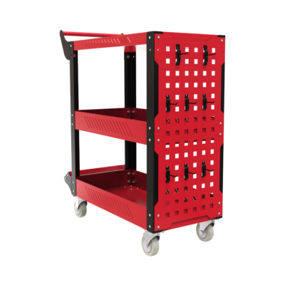 Carrito utilitario metálico con panel organizador